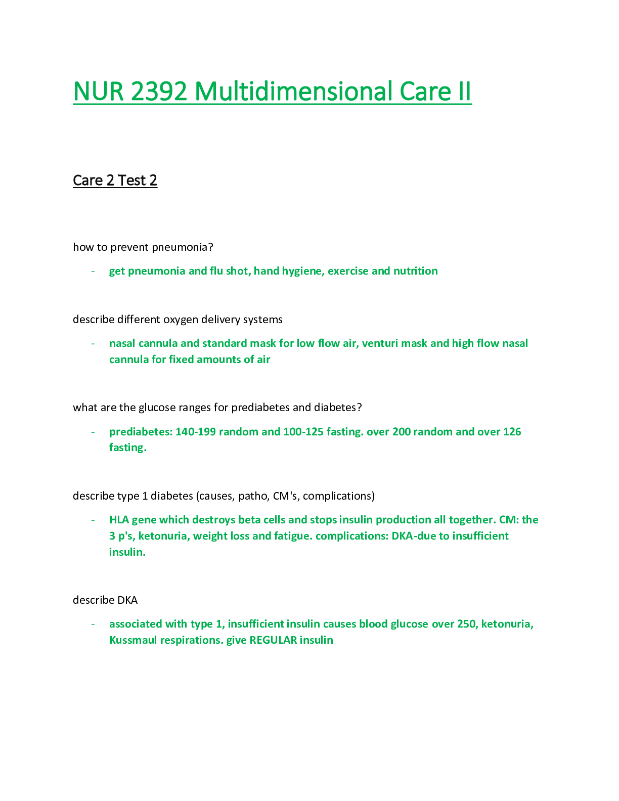 Preview of NUR 2392 / NUR2392 Exam 2 (Latest Update): Multidimensional Care II / MDC 2 - Rasmussen